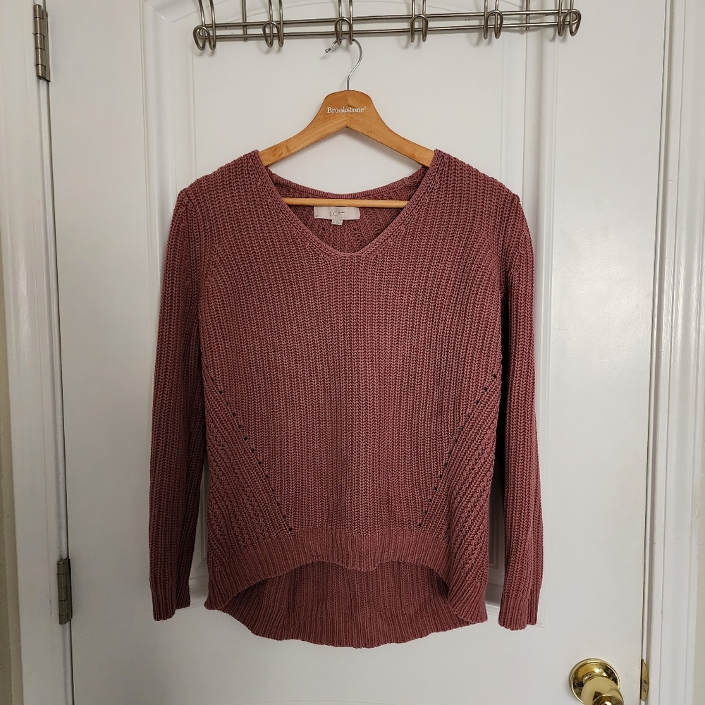 Loft Knit High Low Pink Sweater